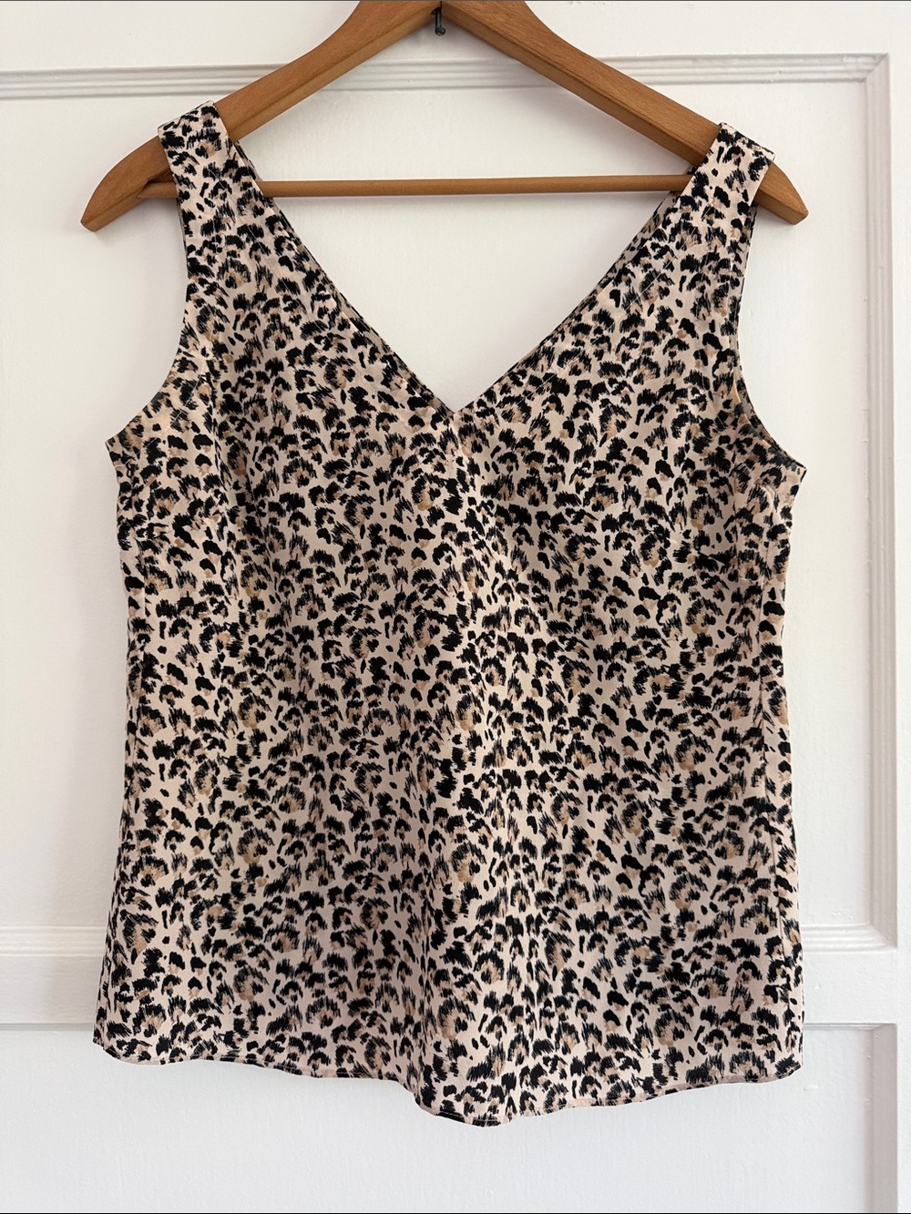 Rebecca Taylor Leopard Print V-Neck Cami - Beige and Black